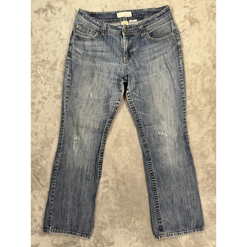 Maurices Jeans Juniors 11/12 Blue Morgan Bootcut Stretch Mid Rise Distressed